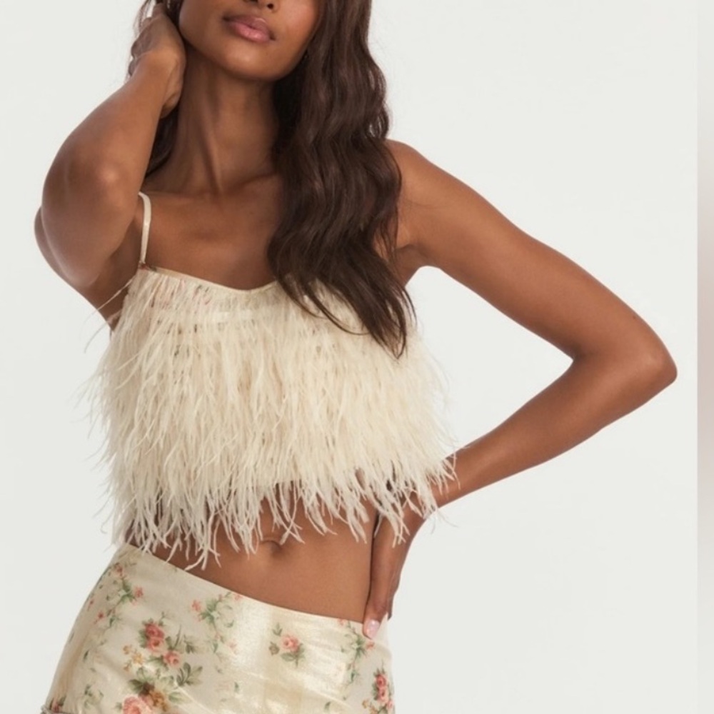 LoveShackFancy Ivory Feather Camisole